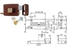 SERRATURA DA PORTONCINO C/ POM. INT. CATEN. E SCR. CIL. STACC. 401/402  mm.50...