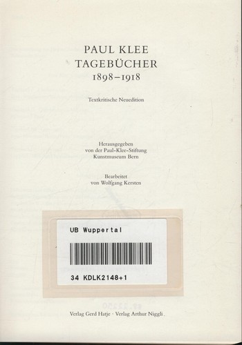 Paul klee tagebücher - paul,