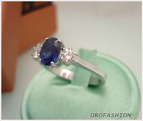 Anello oro bianco zaffiro - , e