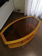 tavolino da salotto legno e cristallo 