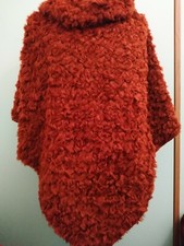 Poncho pelliccia sint. ricciolina,  arancio scuro