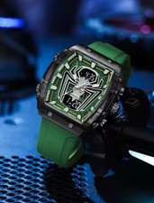 Orologio Richard Fashion Style Rapper Mille Verde Skeleton Whaterproff Spider