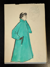 disegno fronte e retro originale anni 50   cm 17x25  - figurini moda - arte