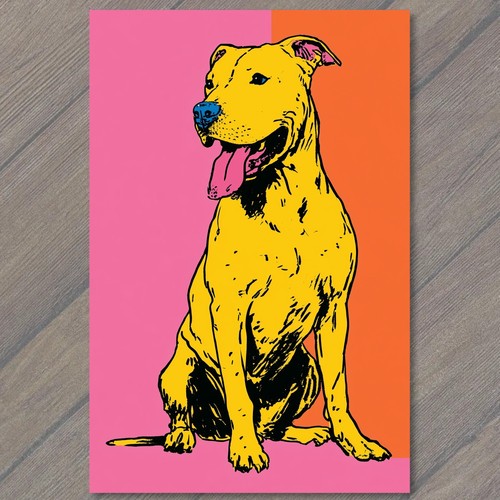 Carta arte pitbull giallo - pitbull,