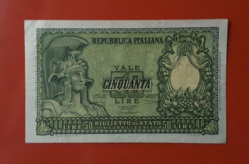 Banconota lire 1951 - lire, italia