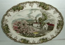 Johnson Brothers ~ Friendly Village ~ The Village piatto verde ~ Inghilterra ~ 14" x 11"