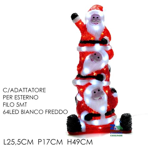 Tris babbo natale luminoso - natale,