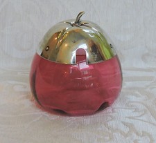 Antico Vasetto Art Nouveau a forma di Mela per Marmellata Vetro Cranberry Glass 