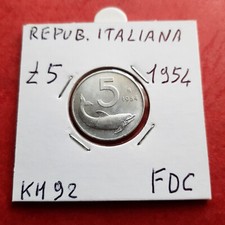 5 Lire 1954 Delfino KM#92 -