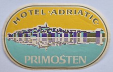 Etichetta da valigia Hotel Adriatic, Primosten-Zagreb/Zagabria, anni '30/'40