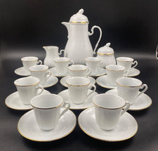 Servizio intero da caffè moka APULUM bianco ricamo di rilievo oro