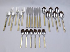24 pezzi posate astratte vintage Solingen Germania oro inox 18/8 Svc per 6