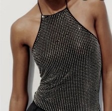 Top Zara Strass Tulle Halter