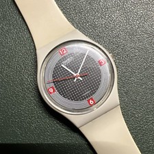 Orologio Swatch Pirelli 1984 Uomo 33mm Quadrante Nero Tono Grigio Tondo GM101 