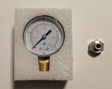 Manometro pressione aria/acqua - 0-4 Bar - 1/4'' NPT + Adattatore 1/8''