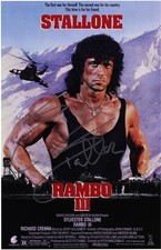 Sylvester Stallone Rambo III poster film autografato 12" x 18"