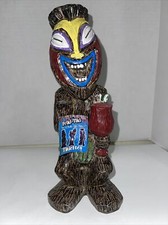 Figurina Friki Tiki colorata dipinta a mano grande 11” con etichetta Hawaii