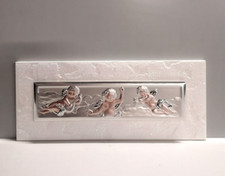 Quadro Sacro in Argento, Angeli, dipinto a Mano, Arte Sacra Artigianale. Ag 925