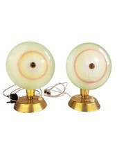 Abat Jour Coppia Lampade Anni 50 Ottone disco Vetro Colorato