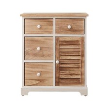 Rebecca Mobili Cassettiera Credenza Bianco Legno 4 Cassetti 1 Anta 70x60x30