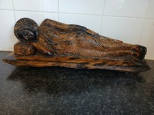 Vintage Wooden Sleeping Buddha