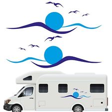 Gesar Adesivo per Camper e Auto, 2 KIT  con Onde e Gabbiani Decalcomanie