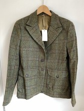 Giacca donna James Purdey & Sons tweed marrone verde nuova taglia UK 12 lana