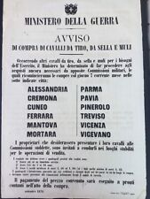 EDITTO GUERRA INDIPENDENZA 1870 CAVALLI DA TIRO SELLA MULI CM 61 x 42