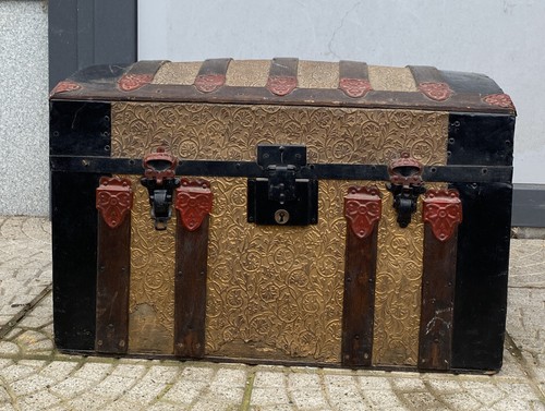Baule forziere cuoio - baule, lamiera