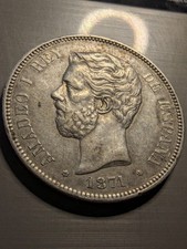 España 5 Pesetas 1871  Silver