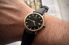 Orologio Raymond Weil Gold 18kt Electroplated Vintage Watch Swiss Made Black