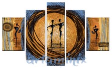 QUADRI MODERNI ASTRATTI ETNICI DANZA BALLO DIPINTI A MANO MUSICA ARREDO CASA