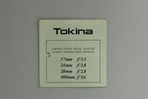 Istruzioni manual tokina fixed - manual,