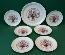 SERVIZIO VINTAGE 6 +1 PIATTI FRUTTA DOLCE PORCELLANA FLOREALE MADE ITALY. DDD22