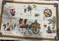 Asciugamano da tè vintage italiano tema paladino CARRETTINO SICILIANO 100% cotone