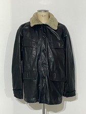 ICEBERG Jacket Leather Pelle Pile Imbottito Interno Military size 52