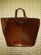 BORSA A SACCO-VERO CUOIO-CUCITA A MANO-MARCA VISCONTI-STILE TOTE-CHIUSURA A ZIP