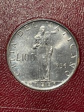 VATICAN 100 Lire Coin 1956