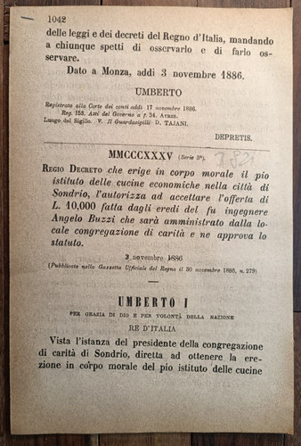 Sondrio 1886 regio decreto - sondrio,