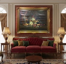 quadro grande dipinto a olio su tela natura morta con cornice stile antico 900