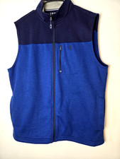 IZOD Advantage Performance Sports Stretch Fleece Zipper Vest Men's L Blue