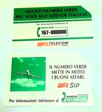 VINTAGE-IL NUMERO VERDE- 2 SCHEDE TELEFONICHE SIP/TELECOM  DEL 1995-1996-RARITA'
