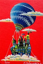 Trasloco in mongolfiera Meloniski da Villacidro Opera SERIGRAFIA Dipinto Quadro