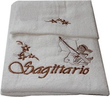 Asciugamani Zodiaco Coppia o Tris in Spugna Morbida 100% Cotone Made in Italy