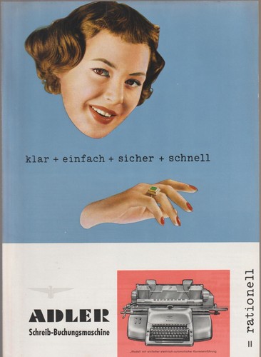 Adler schreibmaschinen werbung - schreibmaschinen,