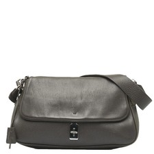 Borsa a tracolla Prada Turnlock in pelle marrone tono argento vintage autentica