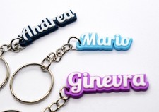 Portachiavi 3D PERSONALIZZATO con Nome, Frase, Numero, Colori vari