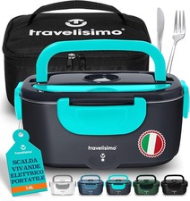 TRAVELISIMO Scaldavivande Elettrico Portatile 80W 1,5L Porta Pranzo Termico 220V