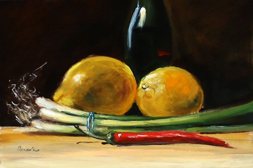 Limoni verdure dipinto ad - dipinto,