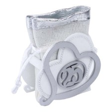 Bomboniera in legno doppio cuore con sacchetto 25° anniversario 12 portaconfetti